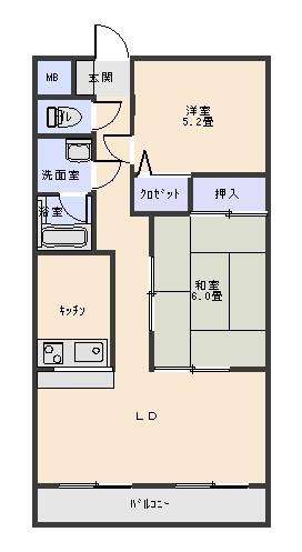 ノアマンション(2LDK/2階)の間取り写真