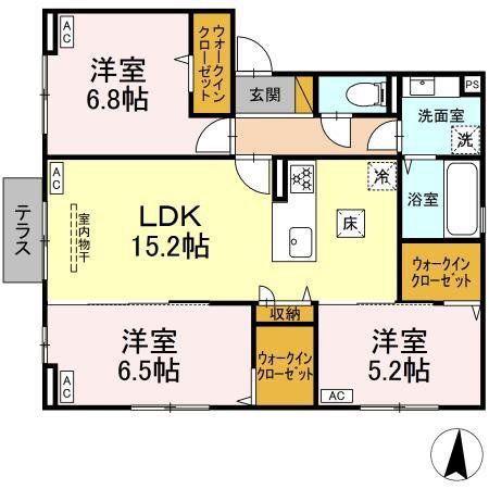 D-ROOM若草(3LDK/1階)の間取り写真
