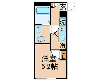 ソレアード(1K/4階)の間取り写真