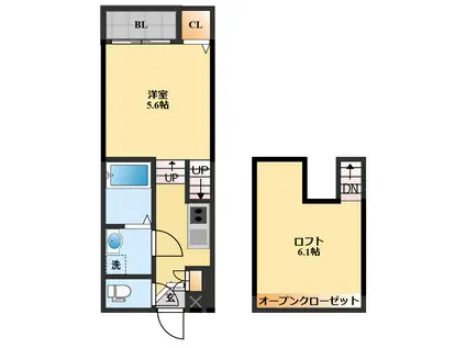 MODERN PALAZZO ISAHAYA IO(1SK/2階)の間取り写真