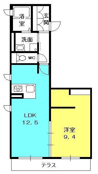 シャーメゾン神楽(1LDK/1階)の間取り写真