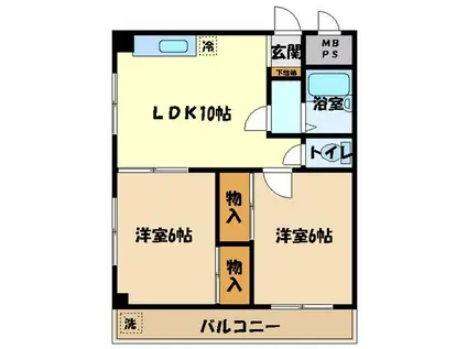 ハイツワトスン(2DK/2階)の間取り写真