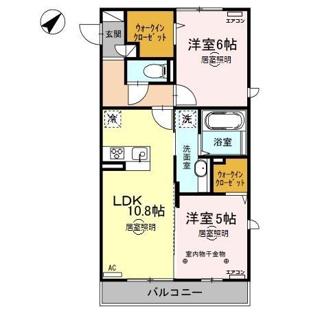ロイジェントパークス レイクタウン O(2LDK/1階)の間取り写真