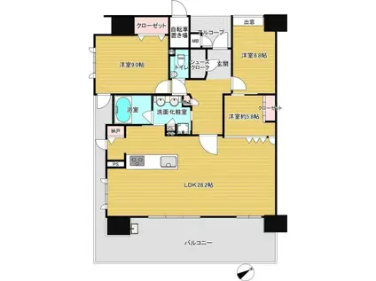 アルバガーデングランビュー白川プレミアムステージ(3SLDK/8階)の間取り写真