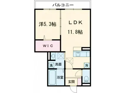LUMINA I棟(1LDK/1階)の間取り写真