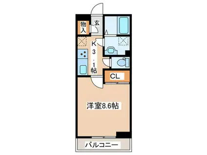 GRAND STATION宮上I(1K/2階)の間取り写真