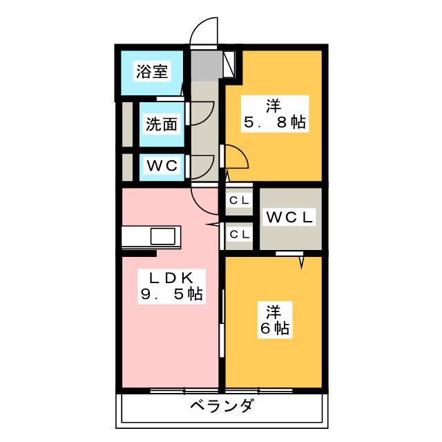 ル・コルビュジエII(2LDK/1階)の間取り写真