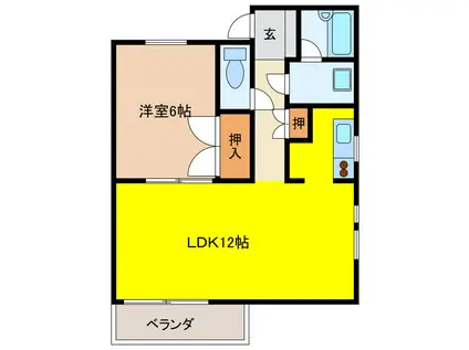 R WING II(1LDK/2階)の間取り写真