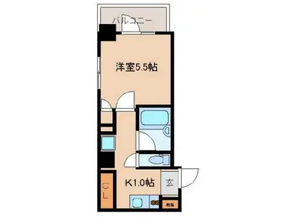 レジディア文京湯島II(1K/7階)の間取り写真