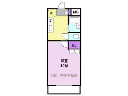 すかる里村(1K/4階)の間取り写真