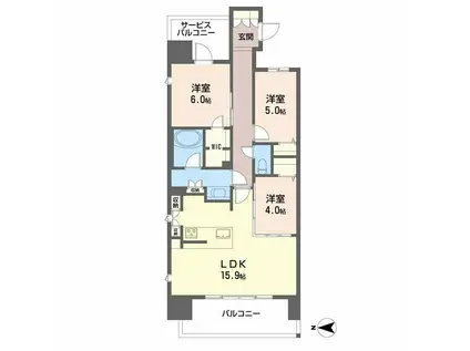 レーベン熊本駅レクシア(3LDK/14階)の間取り写真