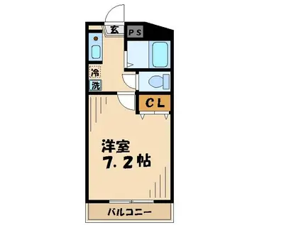 シャトル聖 つつじヶ丘(1K/2階)の間取り写真