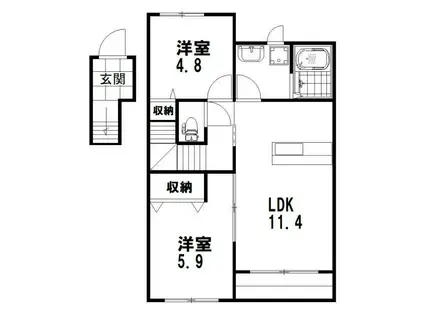 NOTRE MAISON 益城(2LDK/2階)の間取り写真
