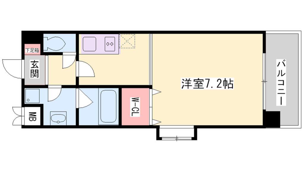 ショーソン上沢(1K/3階)の間取り写真