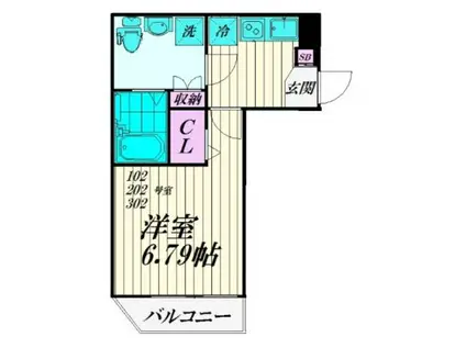 COZY LIVING(1K/2階)の間取り写真