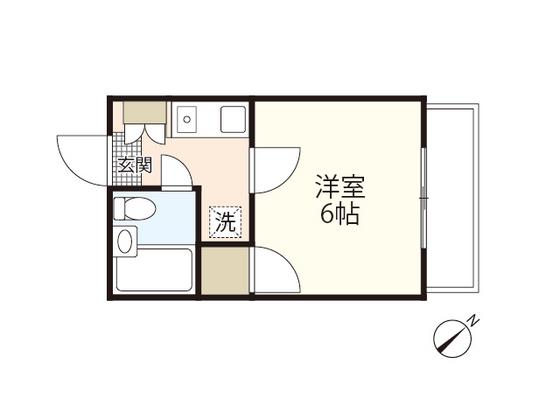 迫コーポ(1K/2階)の間取り写真