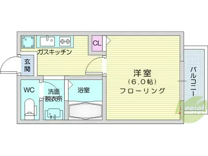 ジュネス向山(1K/2階)の間取り写真