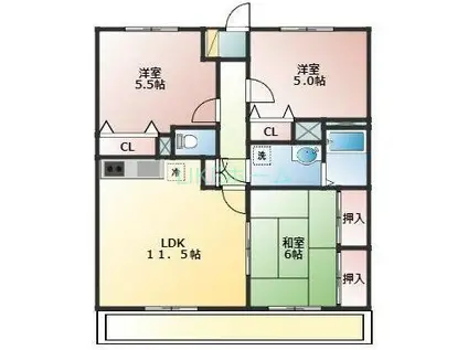 エンゼルハイム参番館(3LDK/2階)の間取り写真