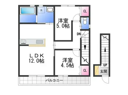 ソエル海塚(2LDK/2階)の間取り写真