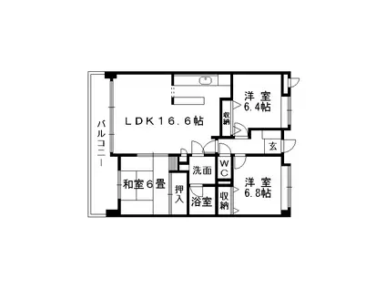 レイクサイドテラス(3LDK/4階)の間取り写真