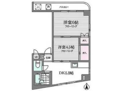 エフィール中野(2DK/3階)の間取り写真