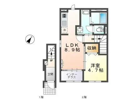 ラビーウT.K(1LDK/2階)の間取り写真