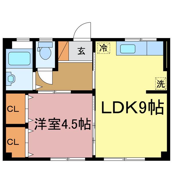 新浜マンション(1LDK/1階)の間取り写真