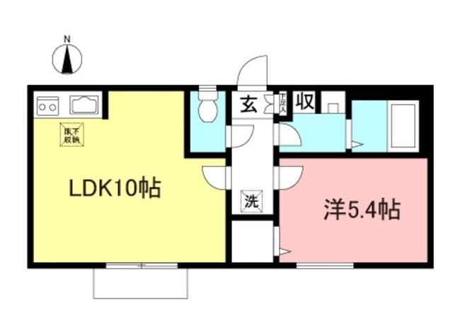ステラウインド梅ヶ丘(1LDK/1階)の間取り写真