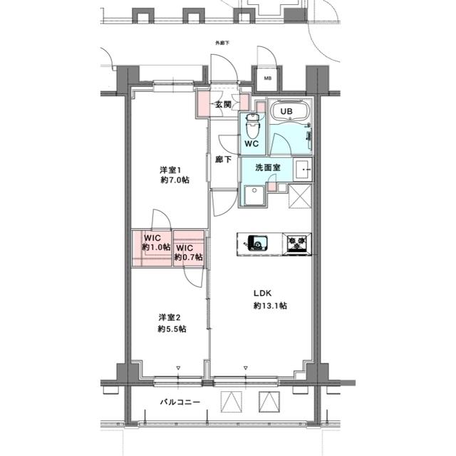 スプリングスクエア永福(2LDK/1階)の間取り写真