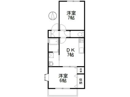 踊場パークサイドハイツ(2DK/1階)の間取り写真