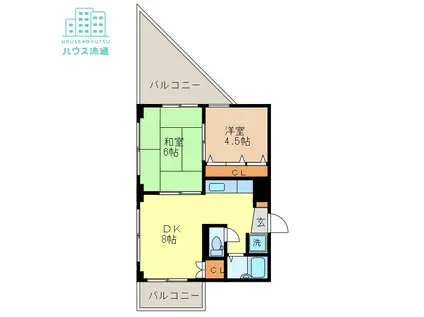 西田ビル(2DK/3階)の間取り写真