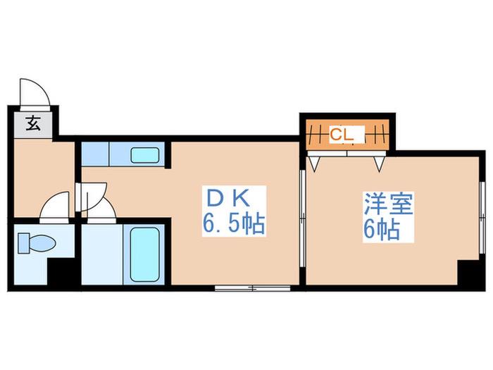 ノースランド南8条(1DK/2階)の間取り写真