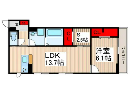 アナシエ西伊興(1SLDK/1階)の間取り写真