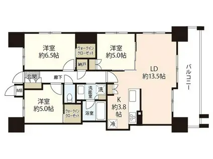 ソシオ・ザ・プライド新白島(3LDK/11階)の間取り写真