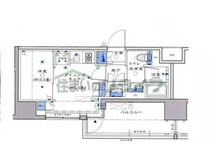 リビオレゾン勝どきNEX(1DK/4階)の間取り写真