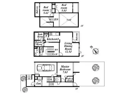 プレミアガーデン本郷(3LDK/1階)の間取り写真