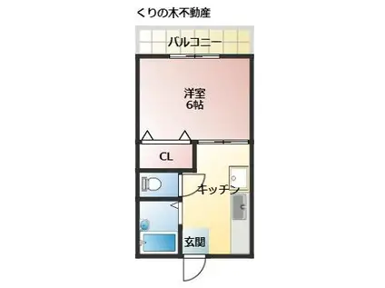 シェブー喜田村(1K/2階)の間取り写真