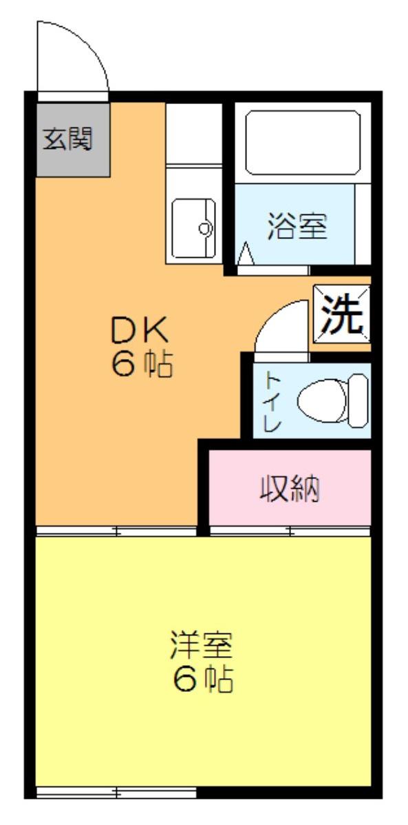サンライズアパートメントD棟(1DK/1階)の間取り写真