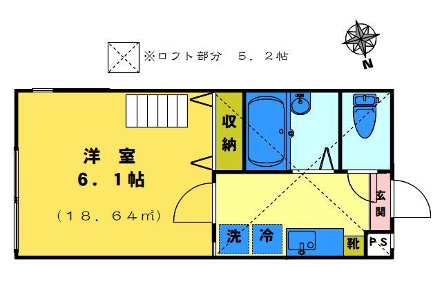 プアメリア(1K/1階)の間取り写真