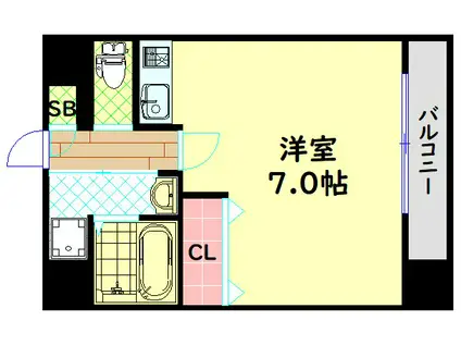 グランパシフィック難波南II(1K/6階)の間取り写真