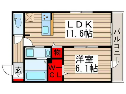 ジャスミンヒルズ(1LDK/3階)の間取り写真