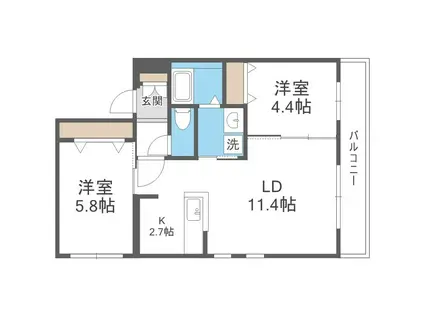 GRANDUKE平岸(2LDK/5階)の間取り写真