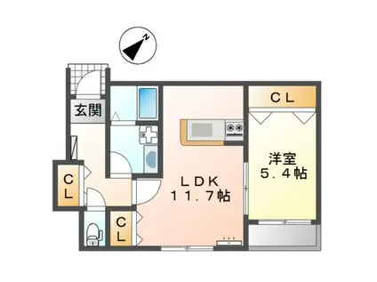 プランドール壱分(1LDK/1階)の間取り写真