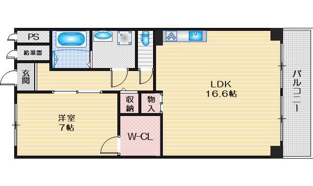 千里ハイツ(1LDK/6階)の間取り写真