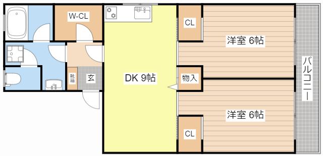 大藪ハイツ(2LDK/3階)の間取り写真