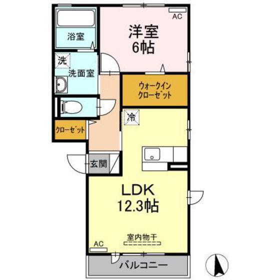 ASUKA A棟(1LDK/3階)の間取り写真
