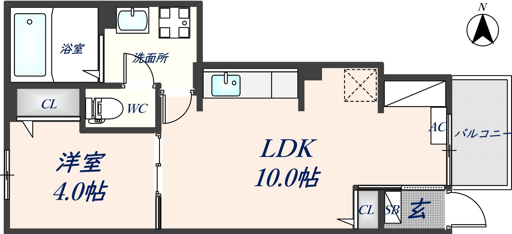 ブローテ花園(1LDK/1階)の間取り写真
