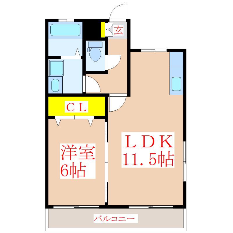 プラシード国分(1LDK/3階)の間取り写真