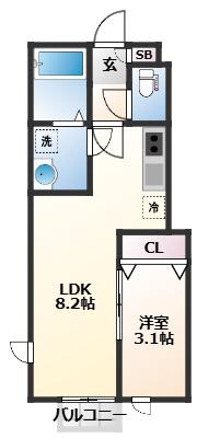 VIVID 長町南(1LDK/1階)の間取り写真