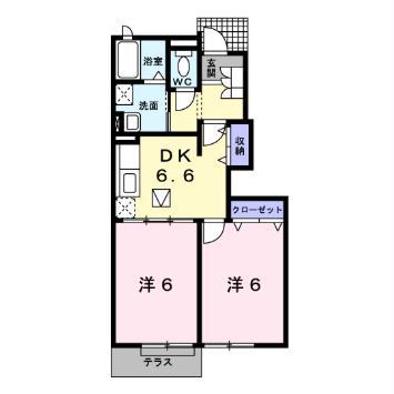 YSコート壱番館 I(2DK/1階)の間取り写真